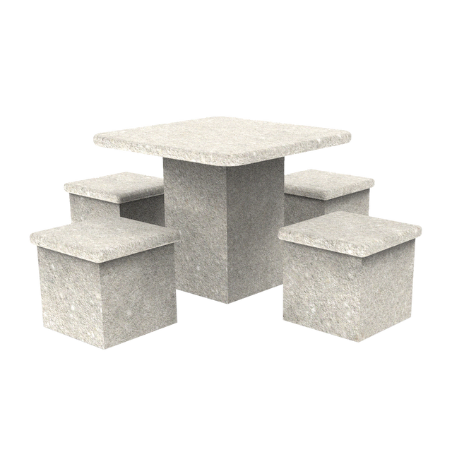 LCH-T7100 36" square getzen concrete pedestal table, 4 stools- C2 finish