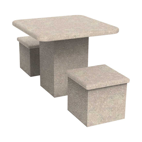 LCH-T7102 36" square getzen concrete pedestal table, 2 stools- SB6 finish