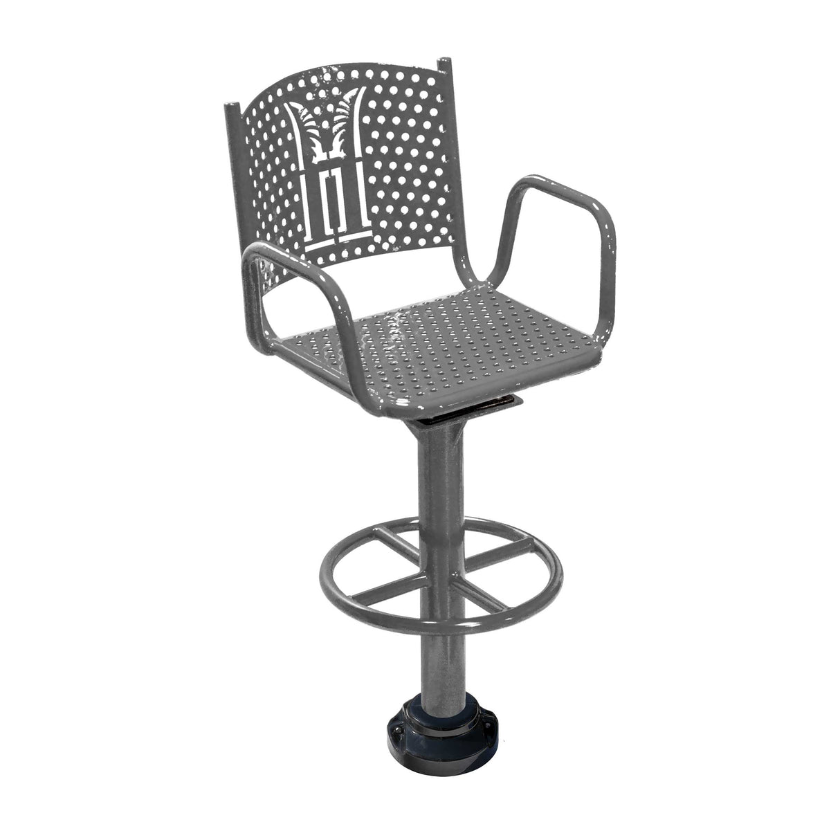 Dark Gray personalized swivel bar chair with footrail yard goats logo