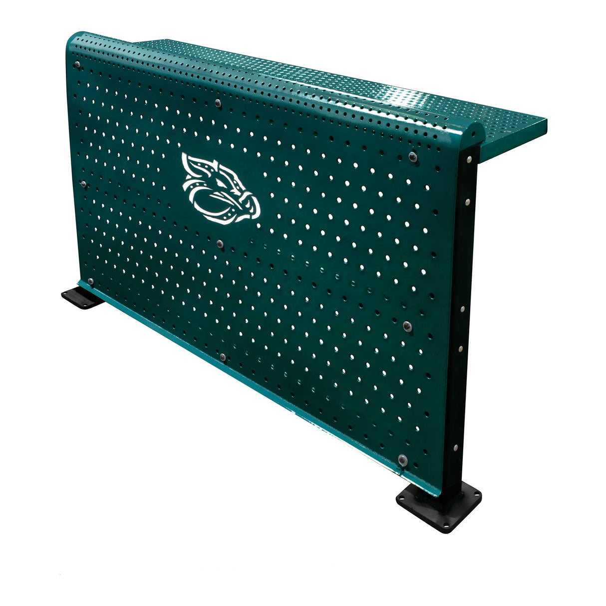 42" high drink rail with bullnose + personalized modesty panel ©2024 Lehigh Valley Iron Pigs