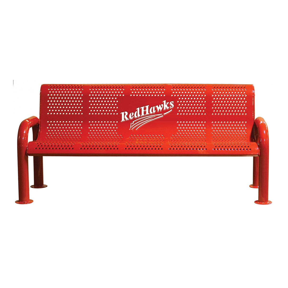 Personalized Perforated U-Leg Stadium Bench With Back - surface mount