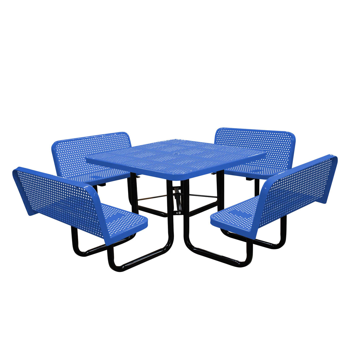 S46WCP-PERF 46" Square perforated table with 4 bench seats - blue