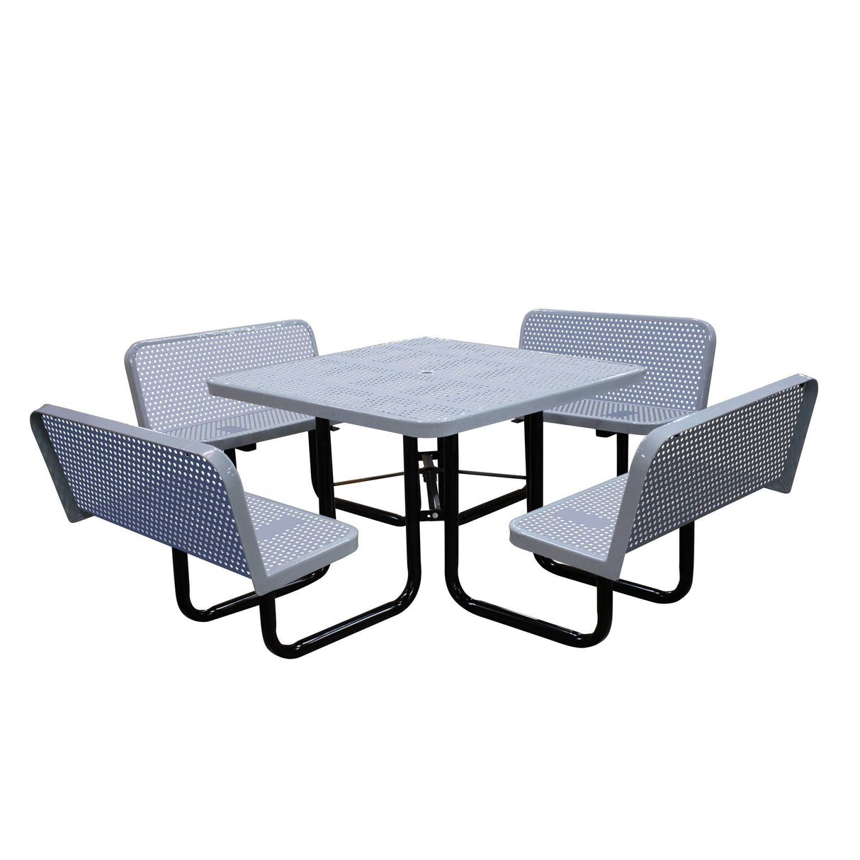 S46WCP-PERF 46" Square perforated table with 4 bench seats - gray