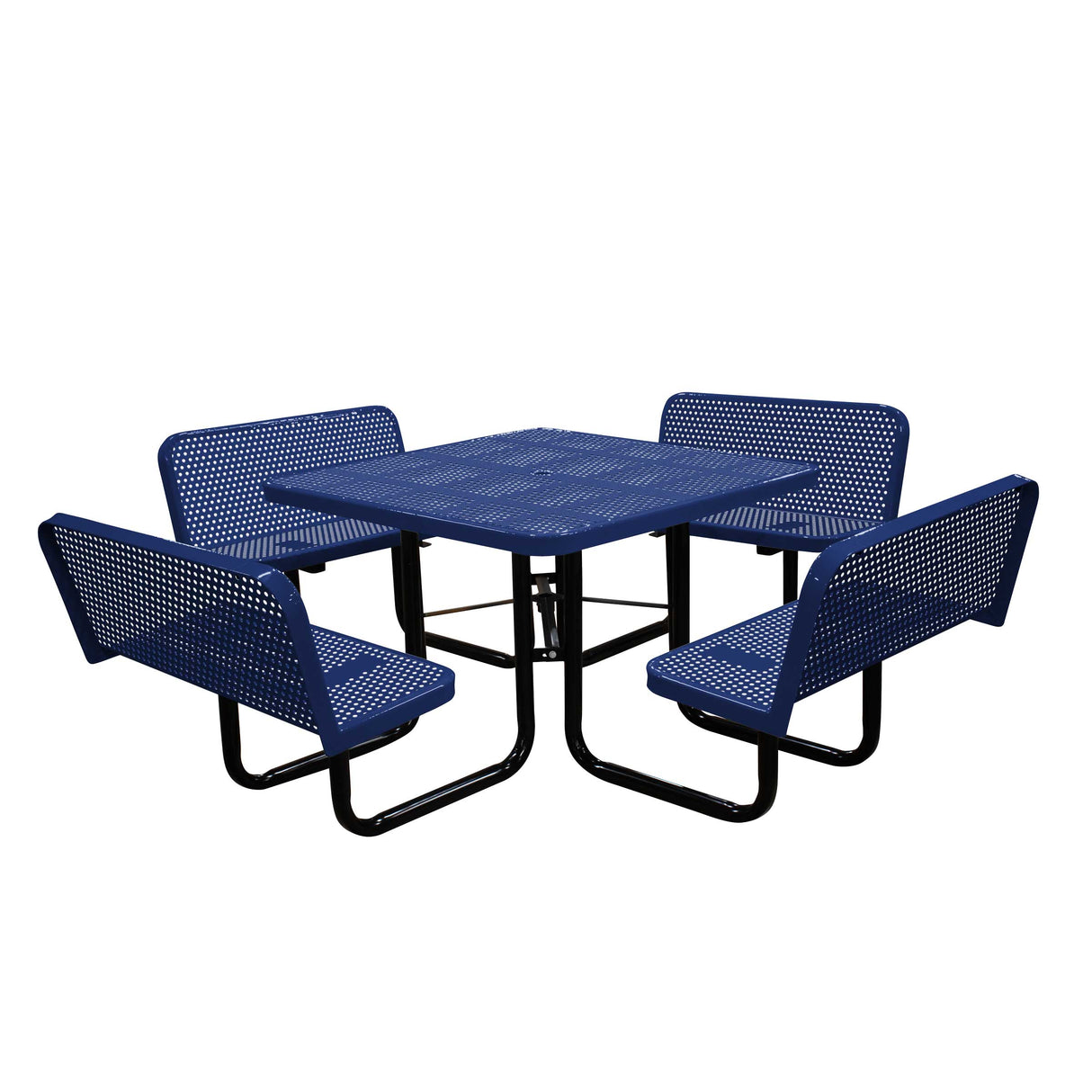 S46WCP-PERF 46" Square perforated table with 4 bench seats - navy
