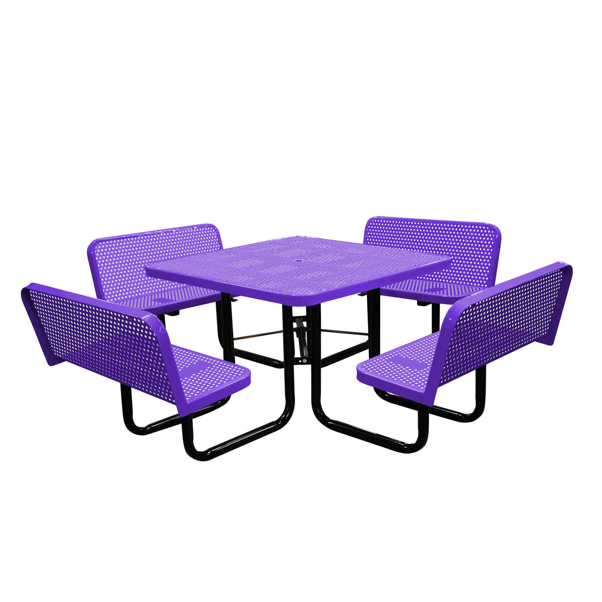 S46WCP-PERF 46" Square perforated table with 4 bench seats - purple
