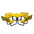 S46WCP-PERF 46" Square perforated table with 4 bench seats - yellow