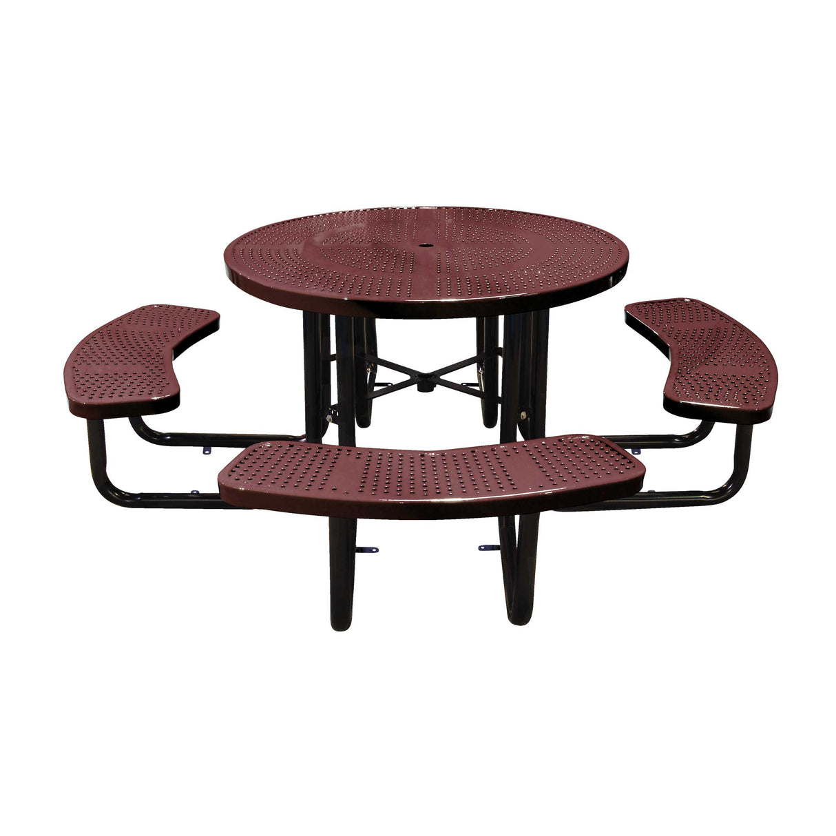 46" surface mount round table in brown perforated seats and tops