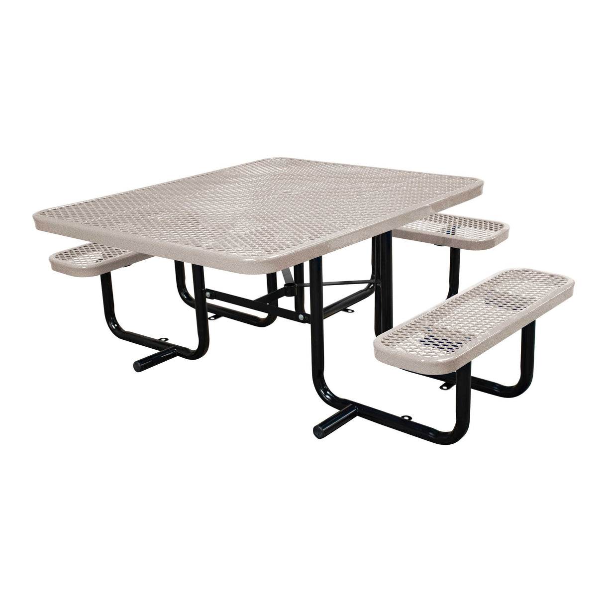 46" x 55" in-ground ADA table with seats in sandstone expanded metal