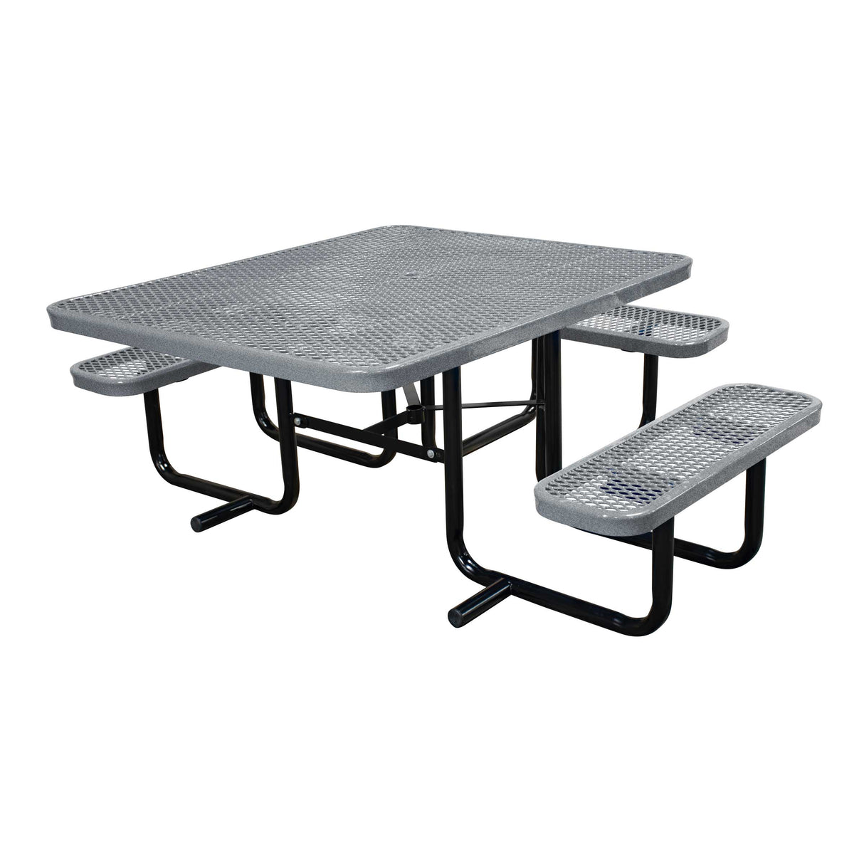 46" x 55" portable ADA table with seats in granite expanded metal
