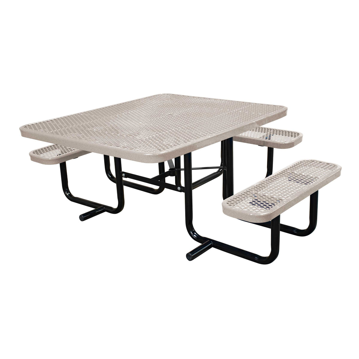 46" x 55" portable ADA table with seats in sandstone expanded metal
