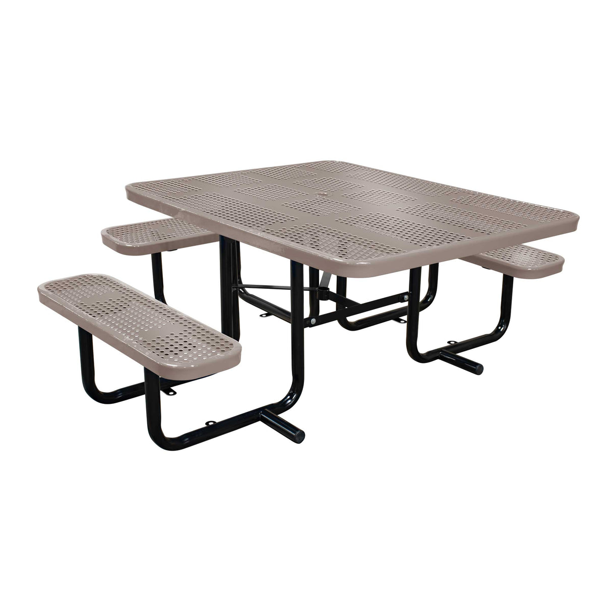 46" x 55" ADA surface mount table with seats in beige perforated metal