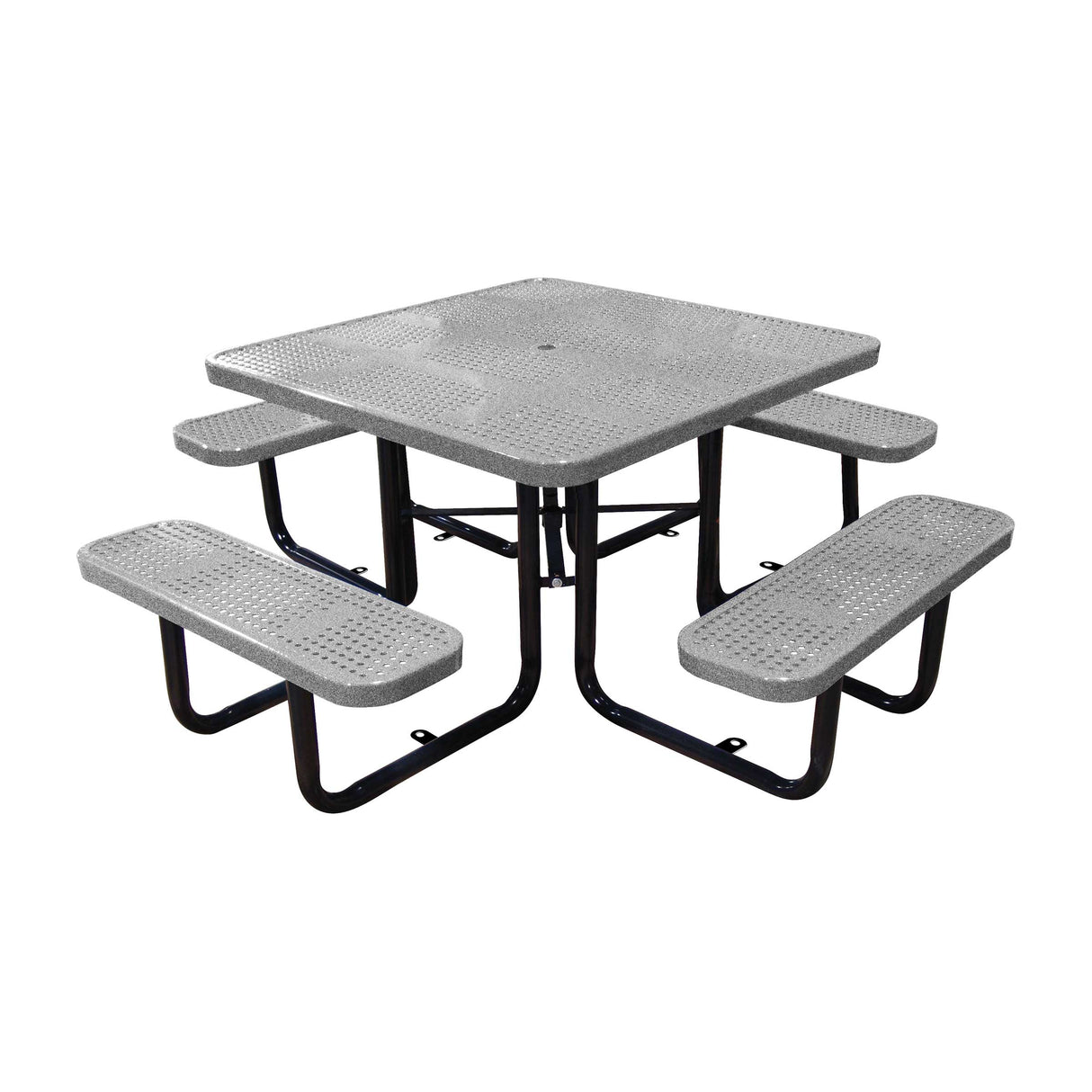 46" surface mount ADA square table in granite perforated seats and tops