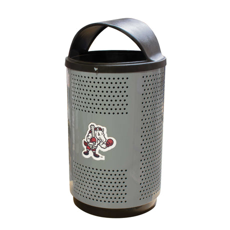 granite 55 gallon receptacle with full-color Binghampton Rumbleponies logo and dome lid