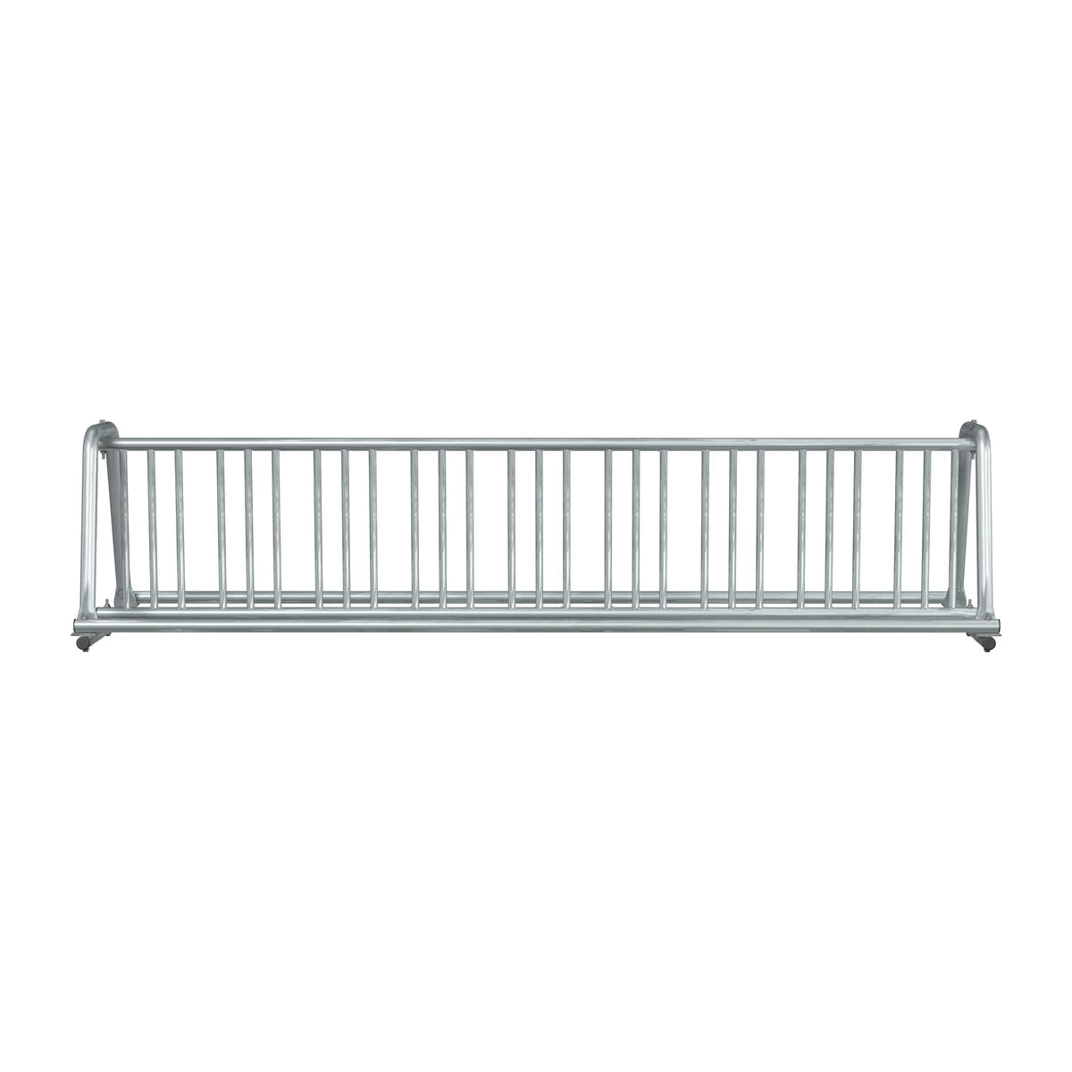10 ft long A-shaped bike rack of galvanized steel tubing - double sided in front view