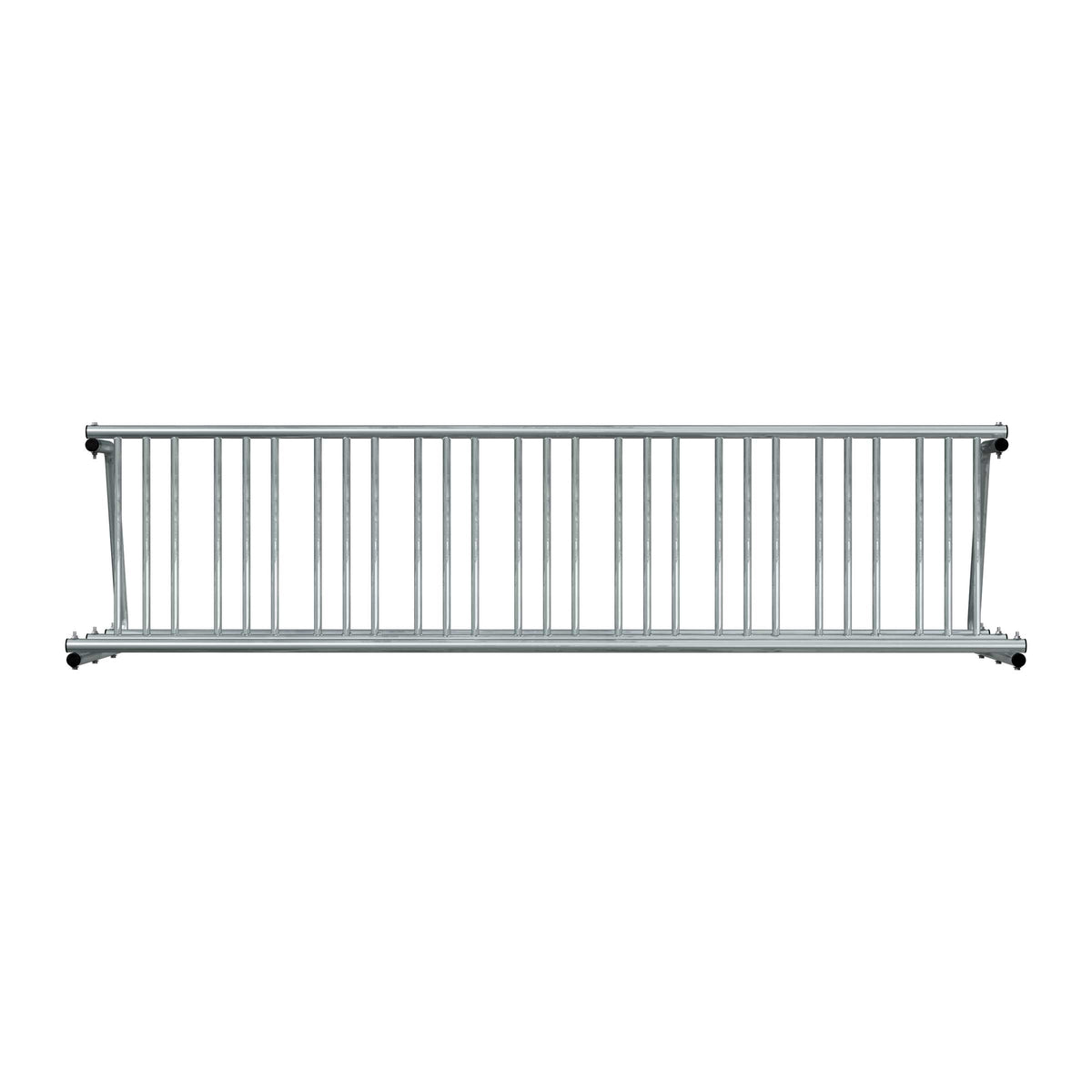 10 ft long D-shaped bike rack of galvanized steel tubing - double sided in front view