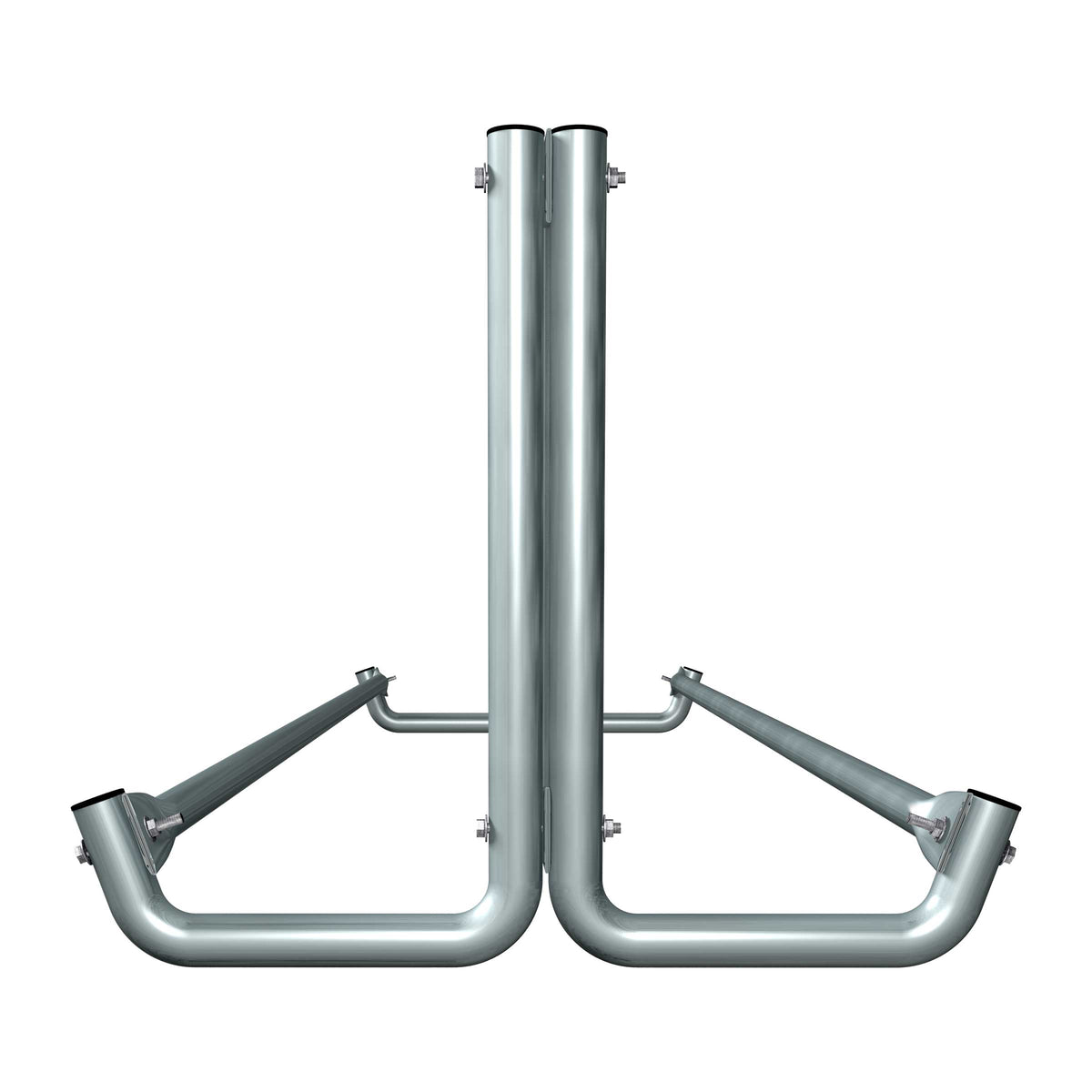 10 ft long bike rack of galvanized steel tubing - double sided in side view