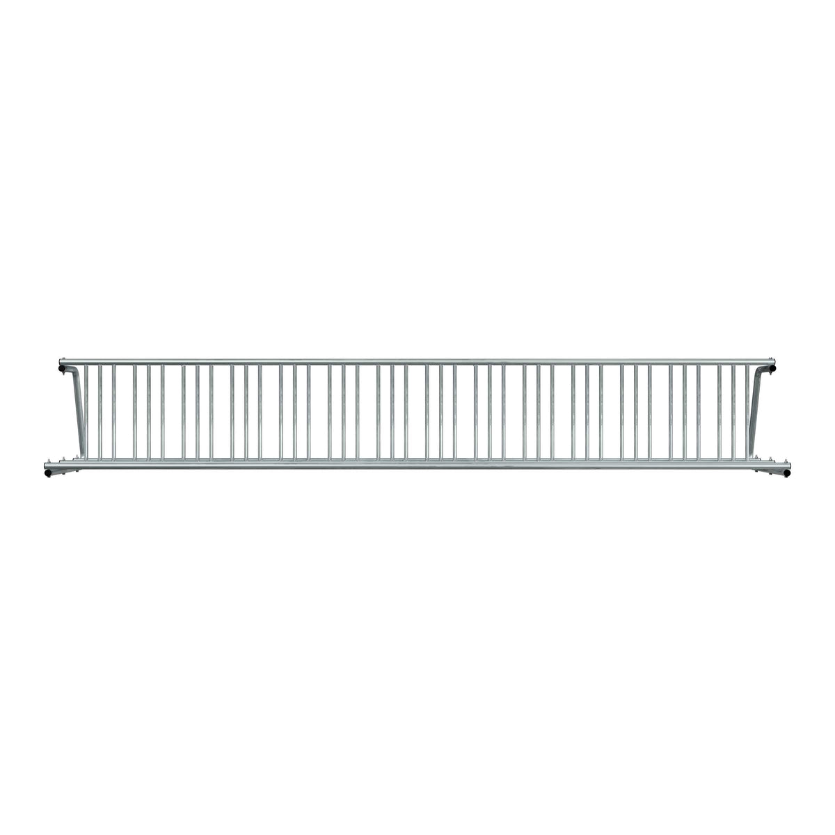 16 ft long D-shaped bike rack of galvanized steel tubing - double sided in front view