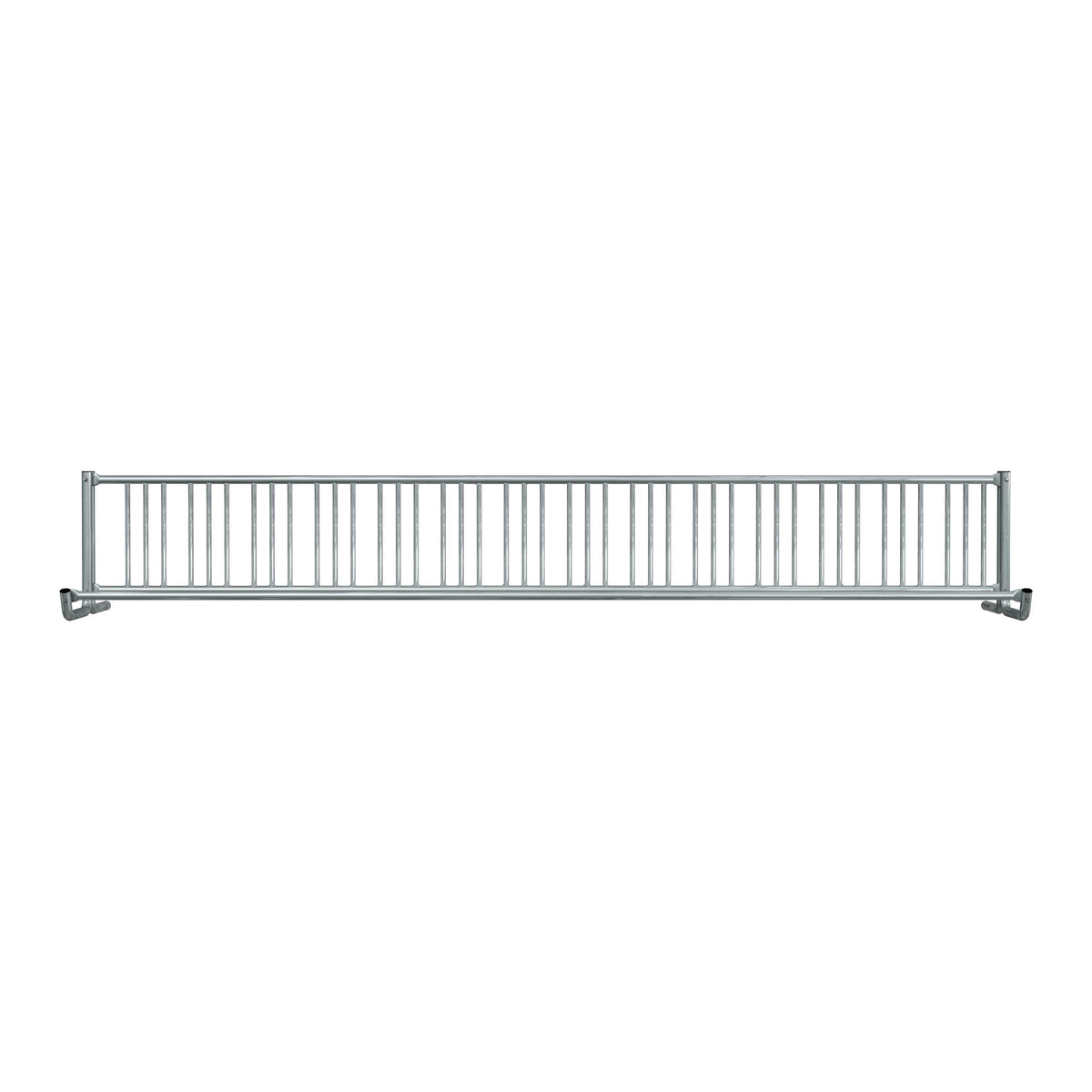 16 ft long bike rack of galvanized steel tubing - single sided in front view