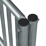 16 ft long bike rack of galvanized steel tubing - single sided in closeup view of right corner top endcaps