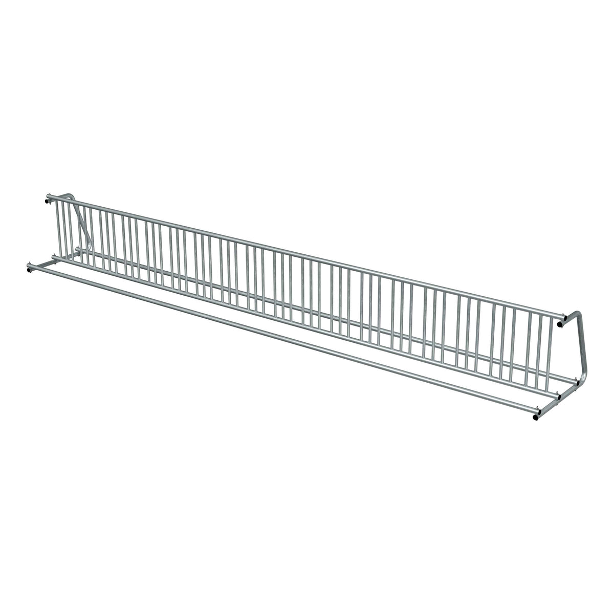 20 ft long D-shaped bike rack of galvanized steel tubing - double sided in 3/4 view