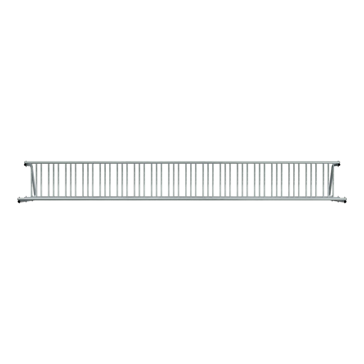 20 ft long D-shaped bike rack of galvanized steel tubing - double sided in front view