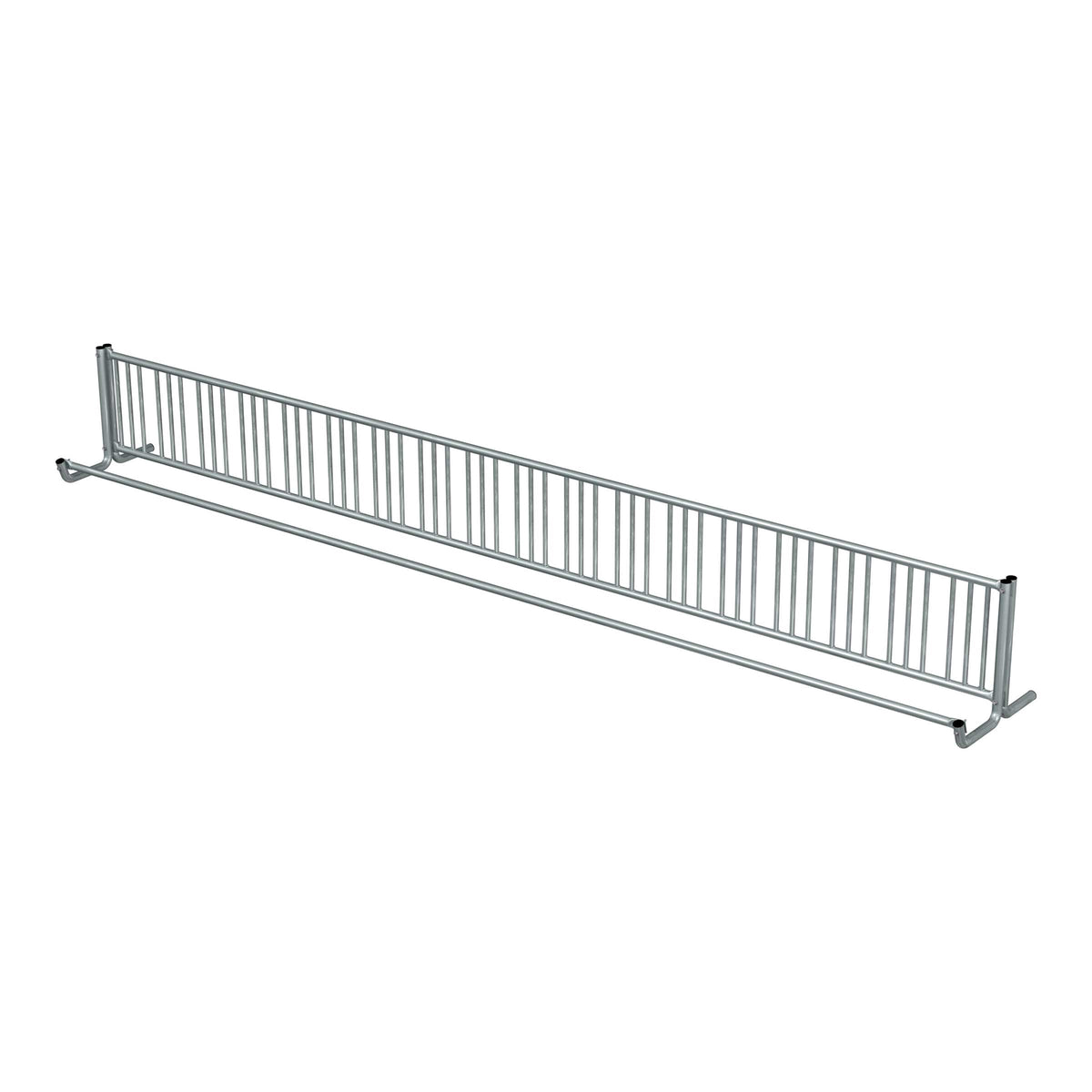 20 ft long bike rack of galvanized steel tubing - single sided in 3/4 view