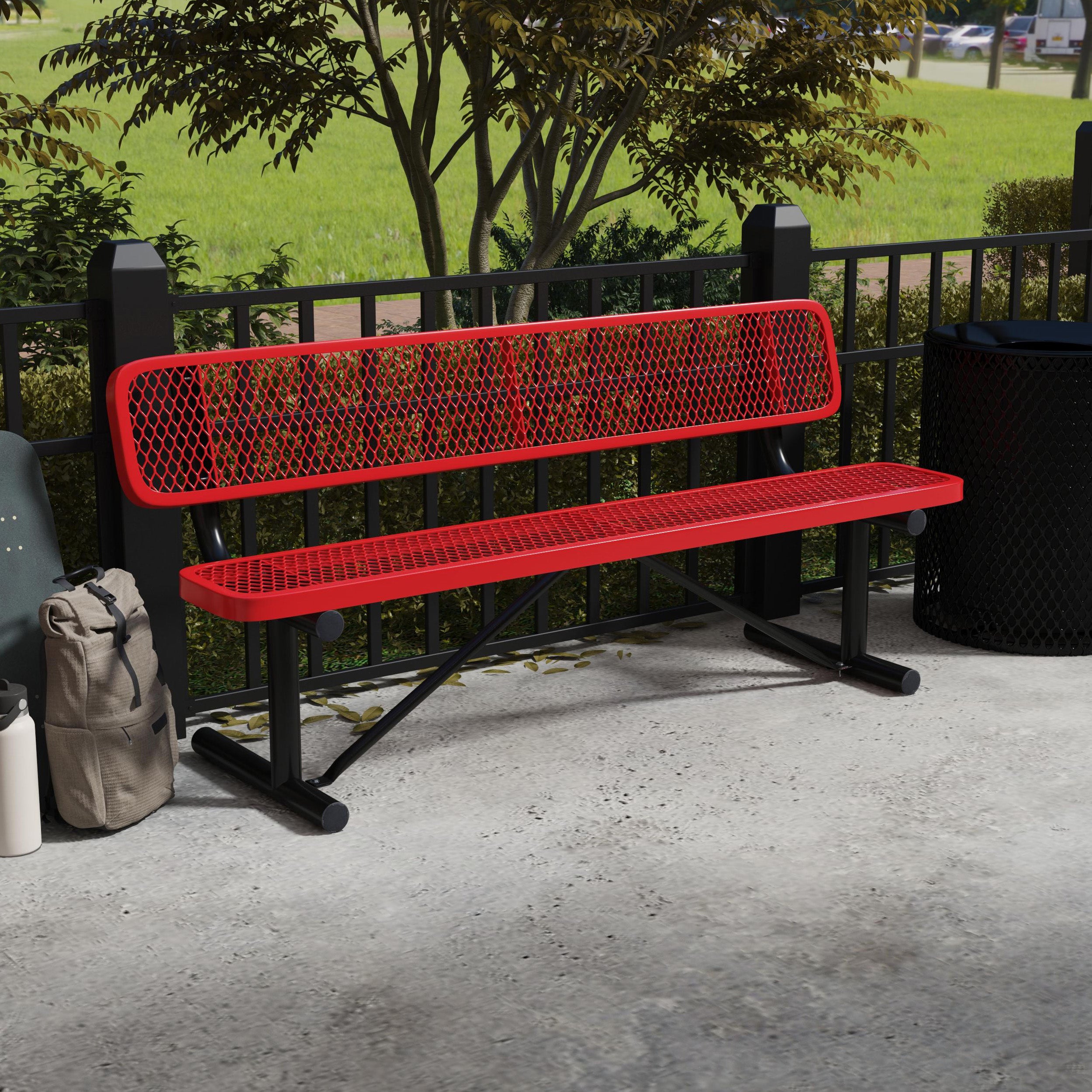 Quick Ship B6WBP 6 Foot Expanded Metal Bench with Back – LeisureCraft®