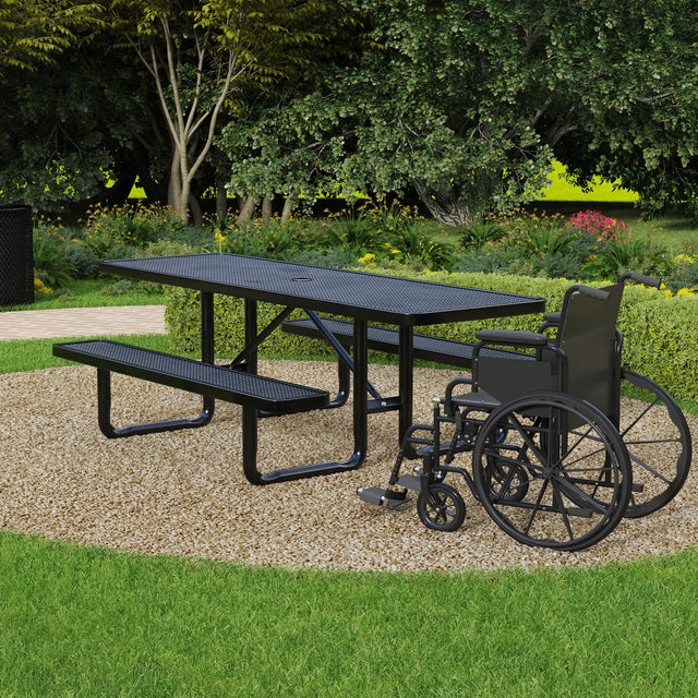 Ada Table Quick Ship T8XPP-ADA 8 Foot Expanded Metal ADA Picnic Table – LeisureCraft®