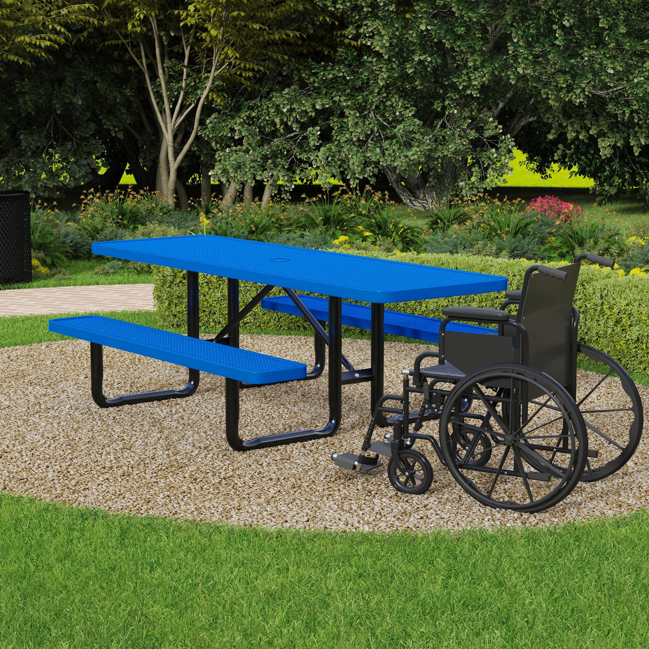 Quick Ship T8XPP-ADA 8 Foot Expanded Metal ADA Picnic Table