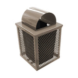 32 gal. square expanded metal receptacle with dome lid and square plastic liner in beige thermoplastic finish - 3/4 view