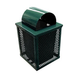 32 gal. square expanded metal receptacle with dome lid and square plastic liner in black green thermoplastic finish - 3/4 view
