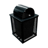 32 gal. square expanded metal receptacle with dome lid and square plastic liner in black thermoplastic finish - 3/4 view