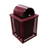 32 gal. square expanded metal receptacle with dome lid and square plastic liner in burgundy thermoplastic finish - 3/4 view