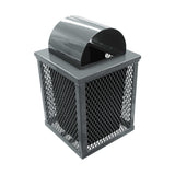 32 gal. square expanded metal receptacle with dome lid and square plastic liner in gray thermoplastic finish - 3/4 view