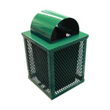 32 gal. square expanded metal receptacle with dome lid and square plastic liner in green thermoplastic finish - 3/4 view