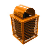32 gal. square expanded metal receptacle with dome lid and square plastic liner in orange thermoplastic finish - 3/4 view