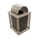 32 gal. square expanded metal receptacle with dome lid and square plastic liner in sandstone thermoplastic finish - 3/4 view