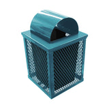32 gal. square expanded metal receptacle with dome lid and square plastic liner in teal thermoplastic finish - 3/4 view