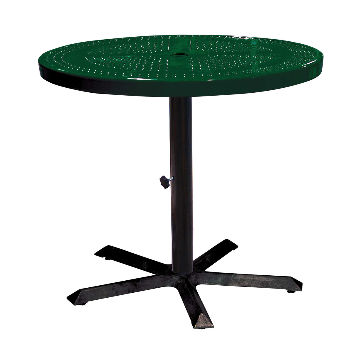 36TAB30 36 inch round perforated pedestal table 30 inches high - black green