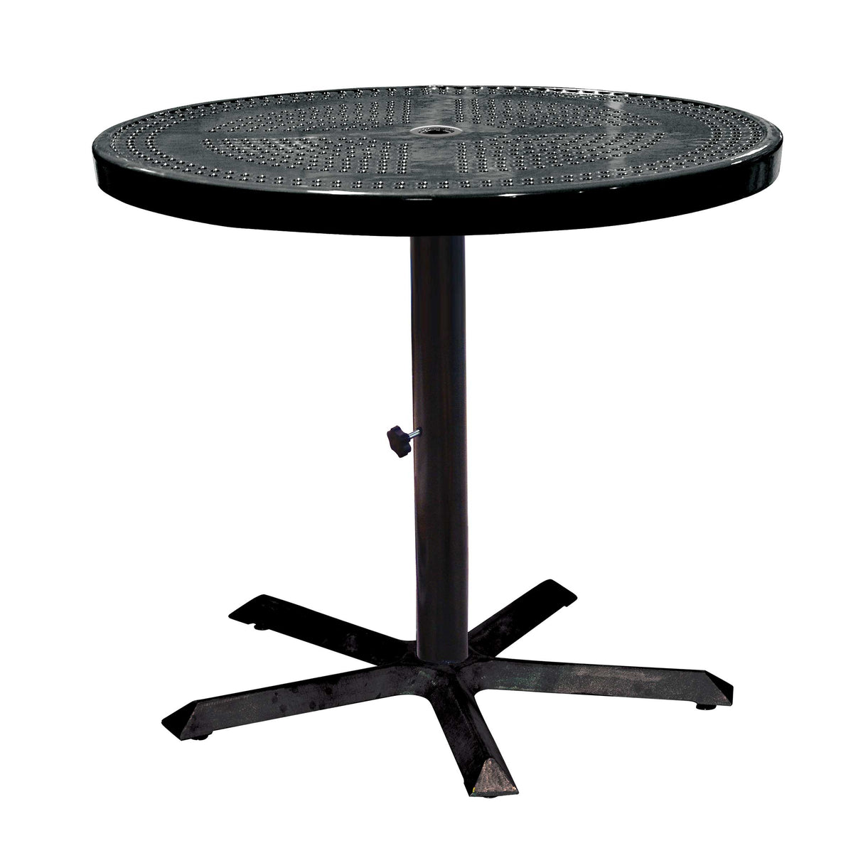 36TAB30 36 inch round perforated pedestal table 30 inches high - black