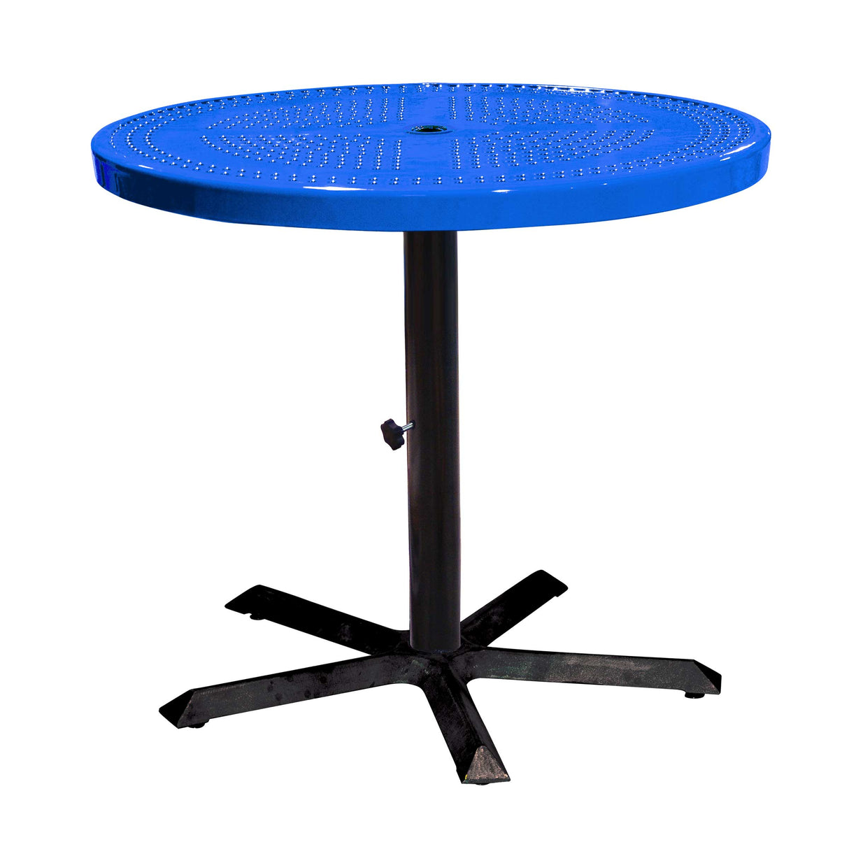 36TAB30 36 inch round perforated pedestal table 30 inches high - blue