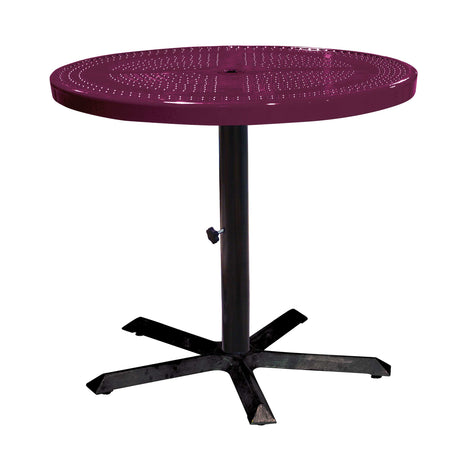 36TAB30 36 inch round perforated pedestal table 30 inches high - burgundy