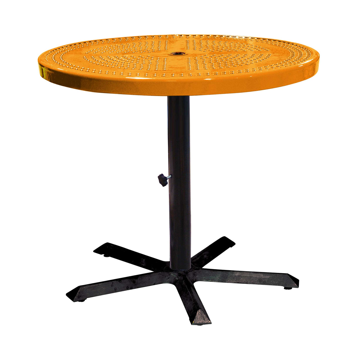 36TAB30 36 inch round perforated pedestal table 30 inches high - orange