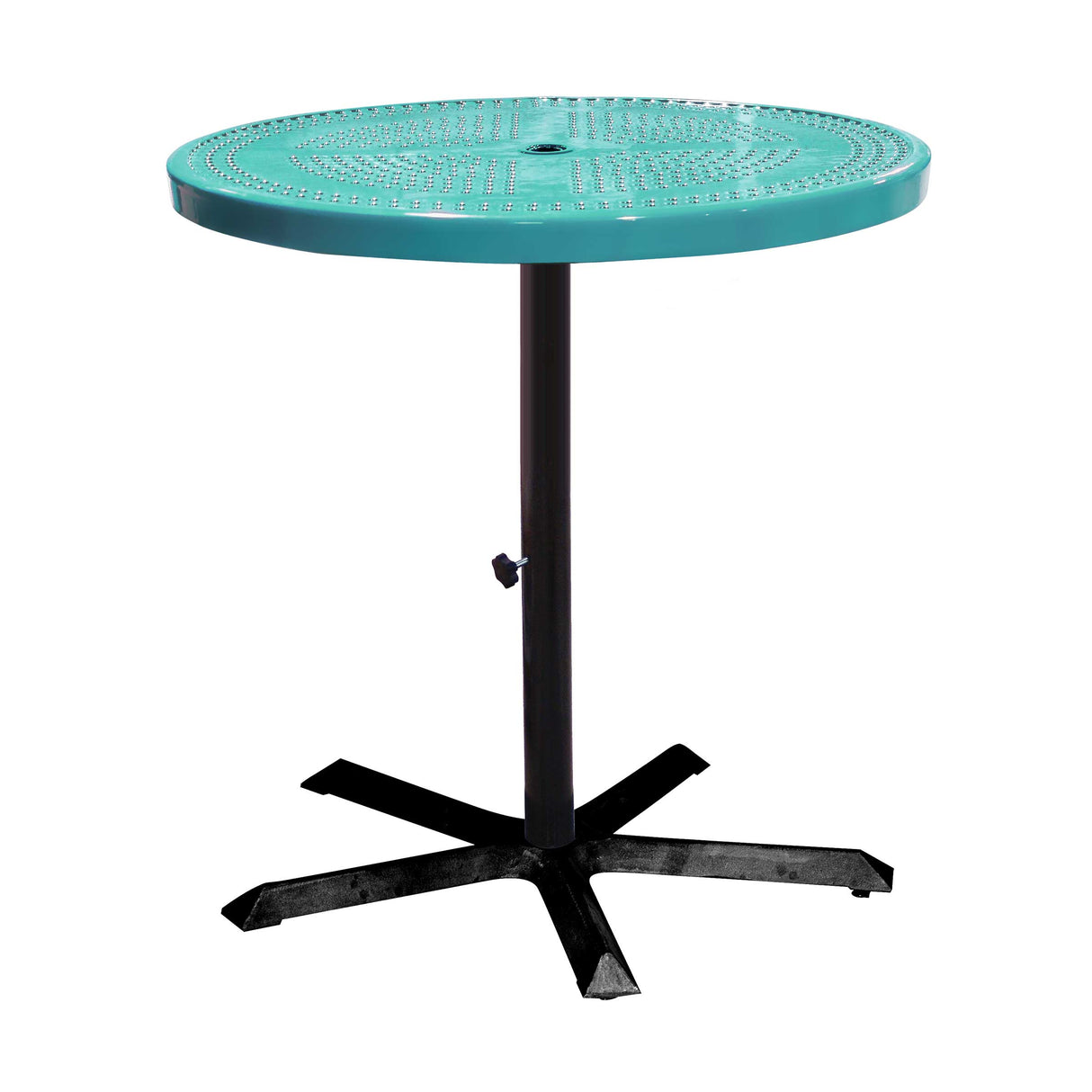 36TAB40 36 inch round perforated pedestal table 40 inches high - teal