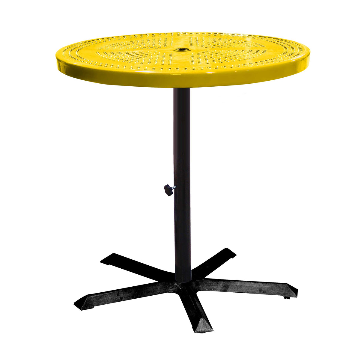 36TAB40 36 inch round perforated pedestal table 40 inches high - yellow