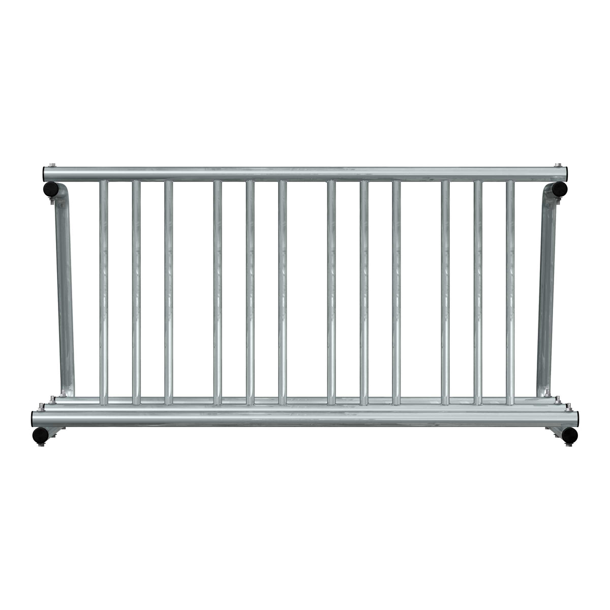 5 ft long D-shaped bike rack of galvanized steel tubing - double sided in front view