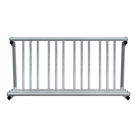 5 ft long D-shaped bike rack of galvanized steel tubing - double sided in front view