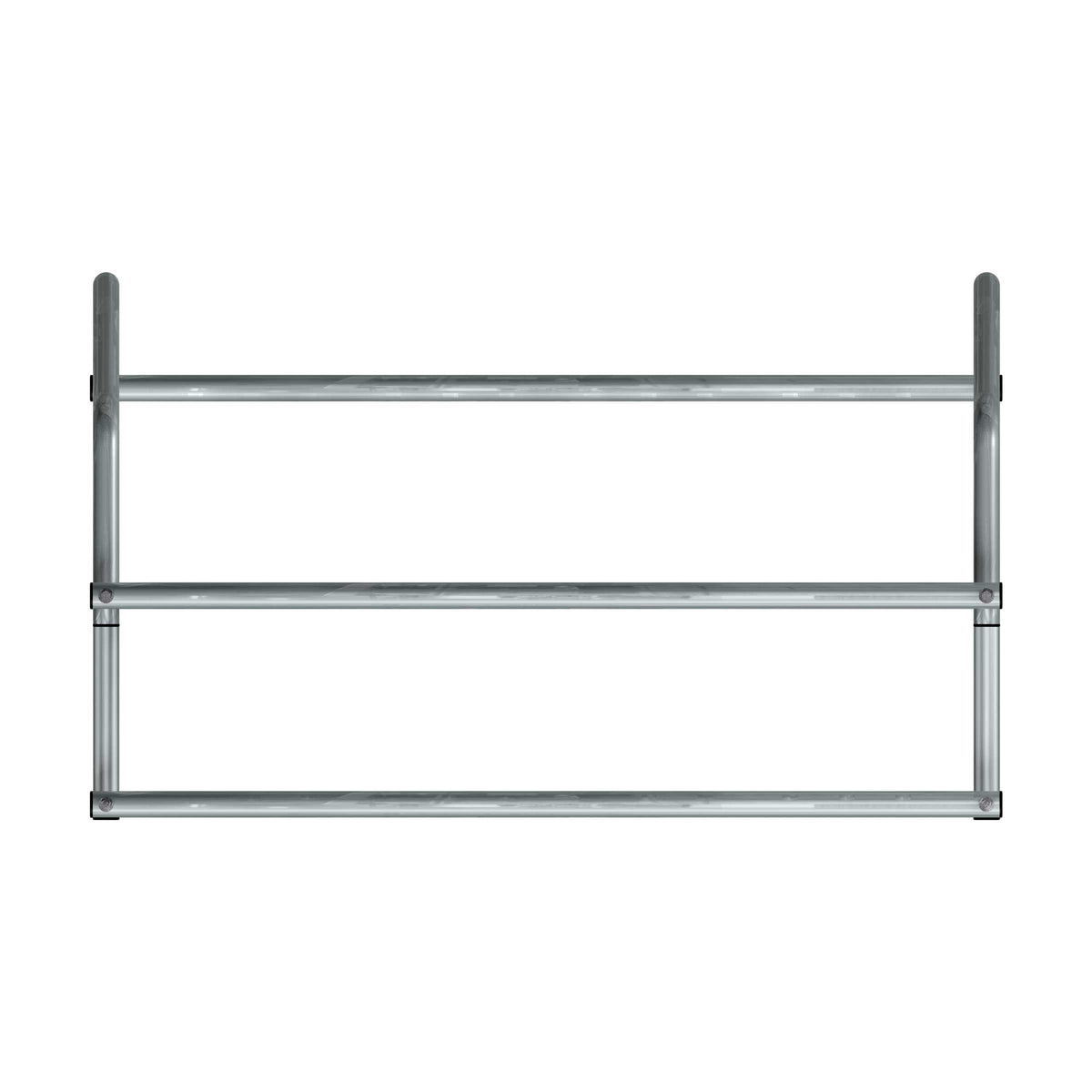 5 ft long D-shaped bike rack of galvanized steel tubing - double sided in top view