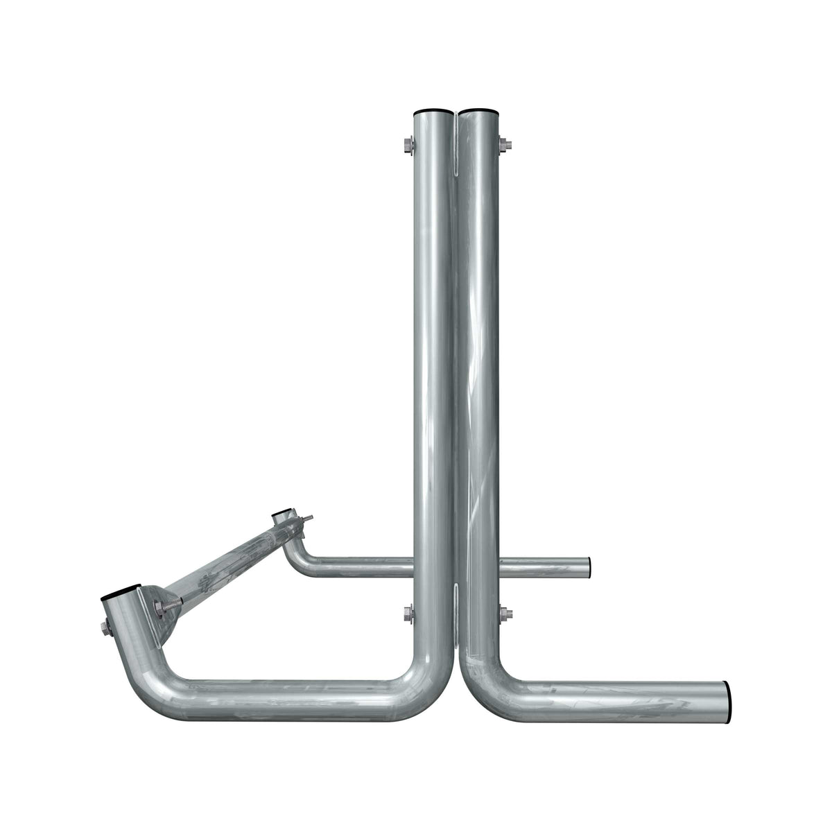 5 ft long bike rack of galvanized steel tubing - single sided in side view