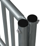 8 ft long bike rack of galvanized steel tubing - single sided in closeup view of right corner top endcaps